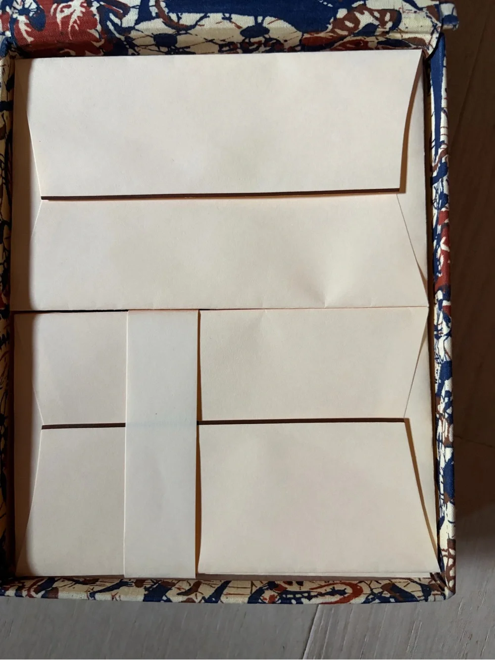Batik Box w/Cream Stationery Set 'Bordered by Hand'